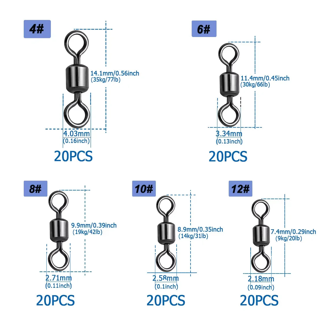 Ensembles émerillons - 2-12 ; 100 / 125 / 250 pcs