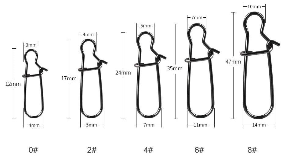 Emerillons clip rapide 0 / 2 / 4 / 6 / 8 ; 11/95kg- 50pcs
