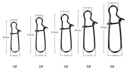 Emerillons clip rapide 0 / 2 / 4 / 6 / 8 ; 11/95kg- 50pcs