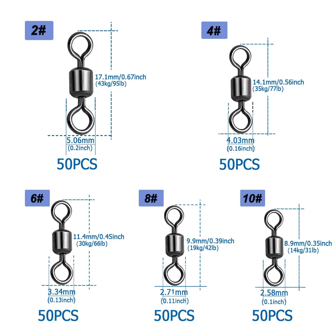 Ensembles émerillons - 2-12 ; 100 / 125 / 250 pcs