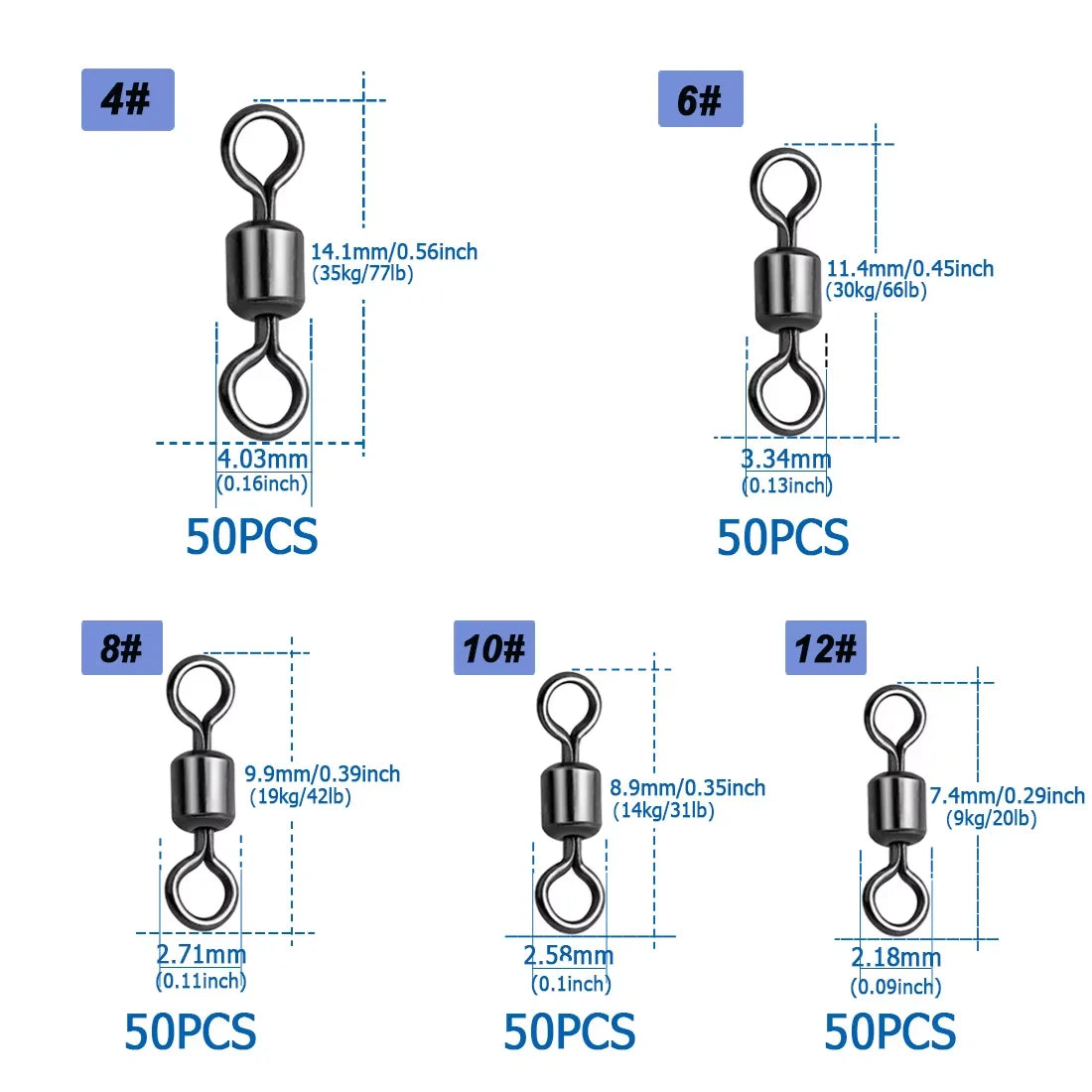 Ensembles émerillons - 2-12 ; 100 / 125 / 250 pcs